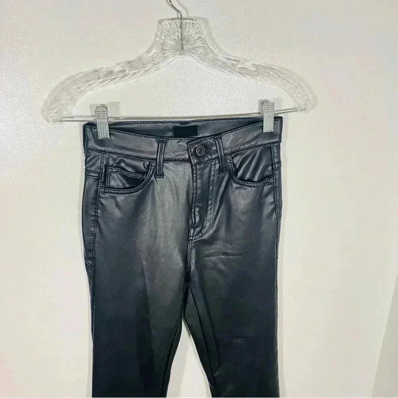 MOTHER Denim The Insider Ankle Jean Faux Show Vegan Leather Flare Night Out - Picture 6 of 11